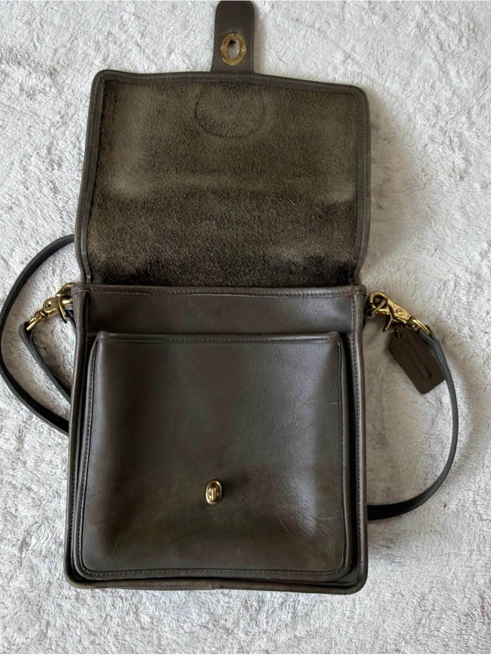Vintage Coach Station Crossbody Bag No 0710-351 RARE Dark Olive Green! Pre-1994. - Picture 3 of 15